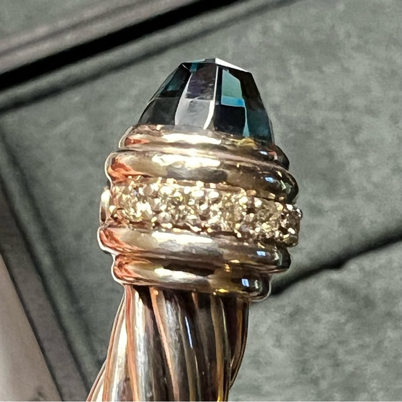 Hampton Blue Topaz David Yurman Cable bracelet Sterling Silver and Diamonds - Picture 8 of 11